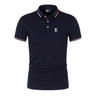 Nueva LOUIS VUITTON hombre Polo manga corta camiseta verano negocios Casual alta calidad solapa de Golf Polos camisa de tenis Top (1)