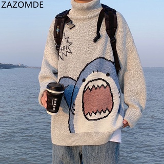 ZAZOMDE-suéter de cuello alto para hombre, jersey de cuello alto estilo coreano Harajuku, talla grande, gris, invierno, 2020