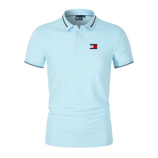 Tommy hombre clásico Polo de manga corta de verano de negocios Casual solapa camiseta de tenis de Golf camiseta Tops