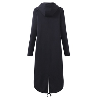 abrigo largo de las mujeres con capucha de manga larga con cremallera asimétrica dobladillo largo sudadera con capucha abrigo (8)