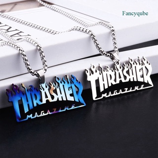 fancyqube - collar con colgante de calle hip hop masculino con thrasher magazine
