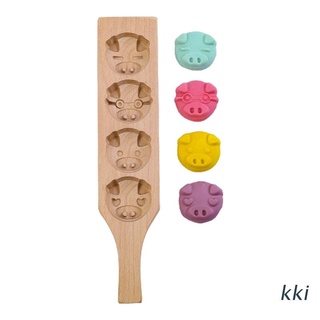 kki. Wooden Mooncake Mold Chinese Traditional Mid-autumn Festival Moon Cake Mould 4 Pig Shape Pastry Baking Tool for Muffin Cookie Biscuit Chocolate Pumpkin Pie