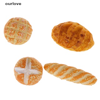 [ourlove] 4pcs pan casa de muñecas miniatura comida desayuno snack postre [ourlove]