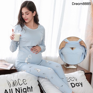 [dm stock] dibujos animados animal maternidad enfermería pijama conjunto de manga larga lactancia materna top pantalones (9)