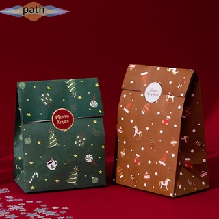 Path 6Pcs Craft bolsa de navidad niños favores tienda botín caramelo paquete decoraciones de navidad Santa Claus árbol de navidad galletas bolsas de embalaje caso presente con pegatinas bolsas de galletas