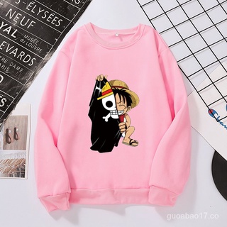 Women Hoodie Streetwear Female Cartoon One Piece Anime Print Sweatshirt Casual Crewneck Sweatshirt Top (3)