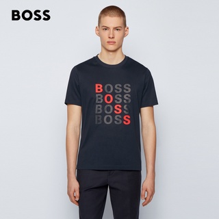 HUGO BOSS Men's Spring/Summer Artistic Pattern Mercerized Cotton T-Shirt