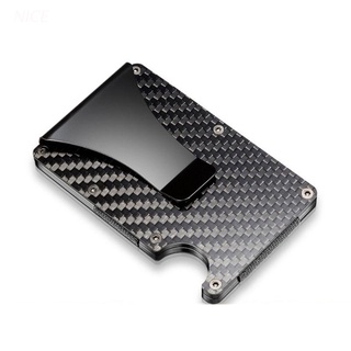 Nvzhuang RFID cartera De Fibra De Carbono clip De dinero aluminio tarjeta De Crédito para hombre Minimalista soporte Fino