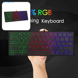 onformn 64 Keys USB Keyboard RGB Backlight USB Wired Keypad Wide Compatibility for Laptop