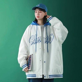 harajuku estilo uniforme de béisbol para las mujeres primavera y otoño nuevo estilo coreano suelto con capucha ins diseño sentido nicho pareja casual chaqueta