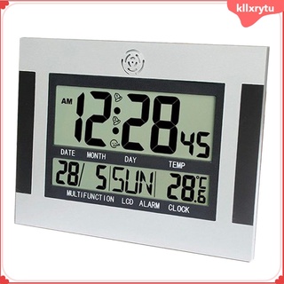 [kllxrytu] Reloj de pared Digital completo con calendario y temperatura, gran pantalla LCD reloj despertador con dígitos Extra grandes, fácil de leer