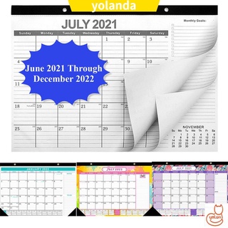 Yola - calendario de escritorio 2021-2022 (17 x 12 pulgadas, calendario de pared, papel mensual, oficina en casa, 18 meses, desde junio de 2021 hasta diciembre de 2022)