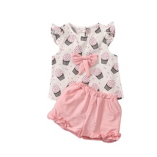 [xhsa]-niño niños bebé niñas lino palomitas arco tops camiseta volantes pantalones cortos trajes