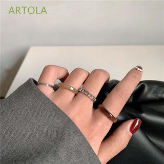 artola temperamento anillo de dedo punk moda joyería metal anillos conjunto de mujeres cadena 4 piezas personalidad coreana simple acrílico/multicolor