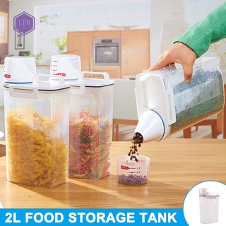 2L plástico dispensador de cereales caja de almacenamiento de alimentos de cocina grano arroz contenedor PP multifuncional