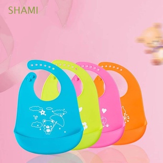 SHAMI Safety Silicone Bibs Adjustable Burp Cloths Baby Bibs Eating Newborn Waterproof Infant Boy Baby Stuff Children Feeding Accessories/Multicolor