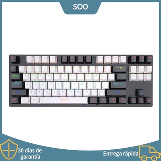 k550 87 teclas teclado mecánico con cable led interruptor de juego teclado mecánico