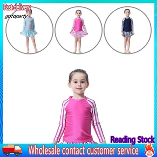 Conjunto De ropa De baño ❤Hot ❤ ❤/traje De baño/Blusa De manga larga con cuello Redondo y falda plisada Para niños/niñas