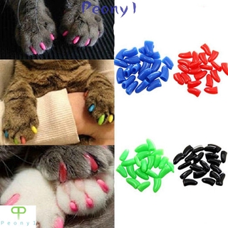 Peny 20 unids/set nuevo gato pata de uñas pegamento silicona perro garra cubre Mult-color protector no tóxico suave aseo de mascotas/Multicolor