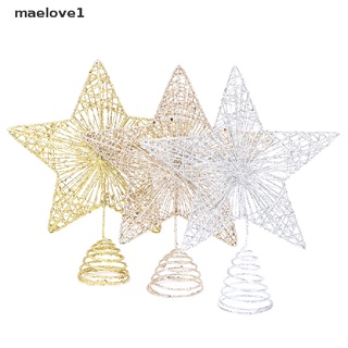 [maelove1] Top De Árbol De Navidad Con Purpurina De Oro , Diseño De Estrella De Hierro , Decoraciones Navideñas Para El Hogar (7)
