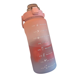 2L botella de agua de gran capacidad con cubierta de rebote escala de tiempo recordatorio taza esmerilada para entrenamiento de Fitness al aire libre rosa (2)