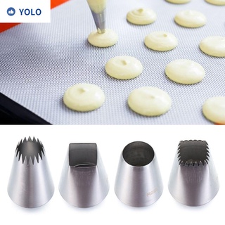 YOLO 4PCS Bakery Icing Piping Nozzles Bakeware Cake Decorating Tool Cream Nozzle Pastry Tips Stainless Steel DIY Cupcake Kitchen Accessories Baking Mold