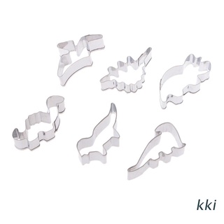 kki. 6 piezas de acero inoxidable caliente dinosaurio animal hornear galletas cortador de galletas molde para tartas