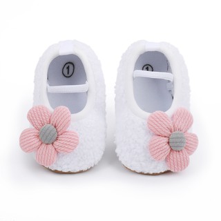 Zapatos de bebé niñas zapatillas acogedora lana suave suela de cerezo zapatos de cuna 0-18M (6)