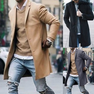 [dm mjkt] moda hombres invierno color sólido gabardina outwear abrigo de manga larga chaqueta
