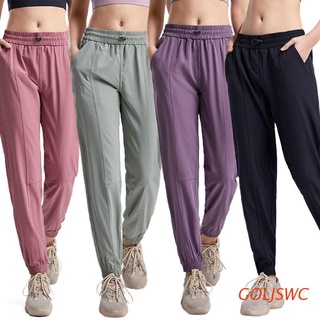 goljswc mujer cintura alta cordón pantalones de chándal salón yoga entrenamiento suelto pantalones jogger
