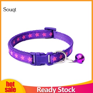 sq- collar ajustable con hebilla de campana con estampado de estrellas/perro/perro/cachorro/correa para cuello de gato