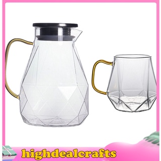 [Hothome] Diamante transparente taza de té de vidrio caliente agua fría jarra de agua fría 1500 ml tetera (1)