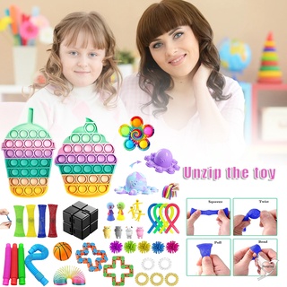 Fidget Toys paquete De descompresión De juguete con Push Pop burbuja estrés Alivia estrés Sensory juguete Adultos niños Favores De fiesta