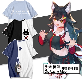 hololive vtuber t-shirt ookami mio manga corta ayame cosplay tops casual anime camiseta casual más tamaño