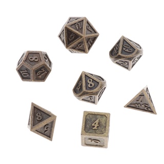 pack de 7 dados poliédricos bronce para dragon scale dungeons&dragons d&d games (4)