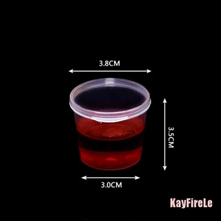 Kayfirele 100Pcs pequeño plástico desechable salsa tazas de almacenamiento de alimentos transparente caja y tapa