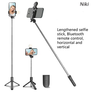 Niki Selfie Stick trípode de mano, monópode extensible con Control remoto y luz de relleno