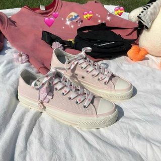 Zapatos de lona de color rosa cereza para mujer2021PrimaverainsModa versátil estudiante japonés lindos zapatos de tabla (3)