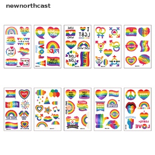 [newnorthcast] 10pcs temporal falso tatuaje gay impermeable pegatina arco iris bandera tatuaje pegatinas