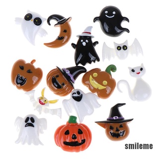 (smileme) 10Pcs Mixed Halloween Flat Back Resin Charms DIY Cabochons Craft Embellishment
