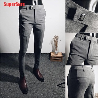 SuperSure verano de los hombres de negocios Casual Slim pantalones elásticos Leggings pantalones largos