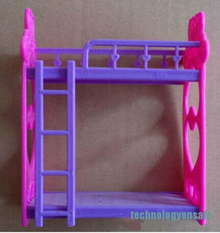 Technologyonsale Fashion 1 juego de 1/6 camas para casa de muñecas con escalera muebles de dormitorio