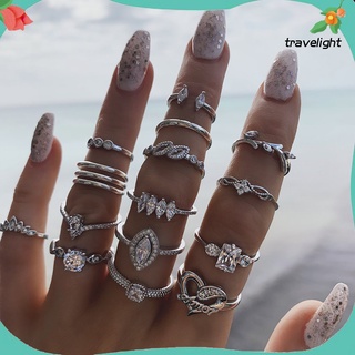 [Tl] 15 piezas/juego anillos De diamantes apilables para mujer con pedrería