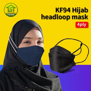50pcs 4 capas hiyab Headloop KF94 máscara de cara blanca máscara máscara reutilizable mascarilla cara para adultos máscara 3D KN94 máscara (KN95 nivel de protección / salida de fábrica)