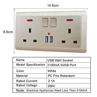 Suqi enchufe de plástico de carga rápida USB cargador puerto enchufe nuevo decoración del hogar indicador LED estándar doble enchufe de pared (2)