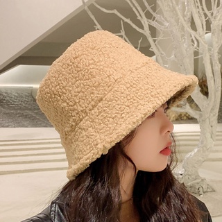 [ Women Winter Warm Cotton Solid Color Bucket Hats Bucket Cap for Outdoor ] (1)