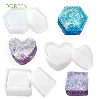 Doreen molde de silicona en forma de corazón moldes de resina de cristal moldes caja de almacenamiento moldes moldes de joyería herramientas UV epoxi DIY caja para hacer joyas