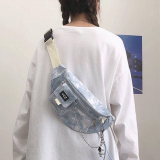 Bolso de pecho fresco y dulce de Harajuku japonés, bolso pequeño de lona para mujer, bolso de cintura de mensajero de chica de marea salvaje coreana de verano (2)