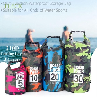FLECK Lightweight Bag Camouflage Dry Bag Portable Diving Dry Sack Waterproof Dry Bag Folding Storage Bag Outdoor 2/5/10/15L/20L For Boating,Camping Kayaking Rafting,Hiking PVC Waterproof Backpack/Multicolor