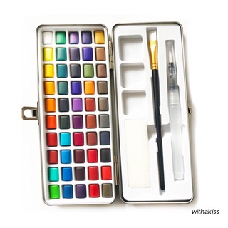 withakiss 50 colores sólido acuarela pintura pigmento conjunto portátil para principiantes dibujo arte